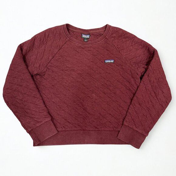 Patagonia Tops - Patagonia Quilted Knit Crewneck Pullover Sweatshirt Burgundy Red Size M